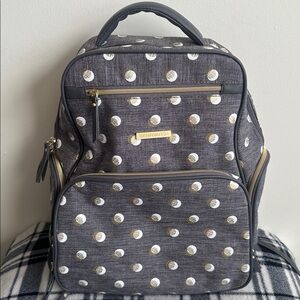 BANANAFISH Gray with White & Gold Polka Dot Diaper Bag